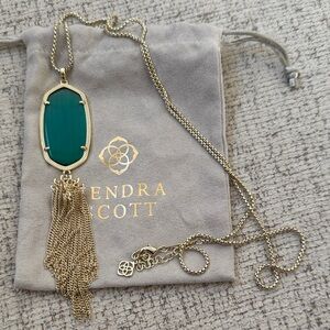 Kendra Scott Rayne Gold and Green Pendant Necklace with Tassel